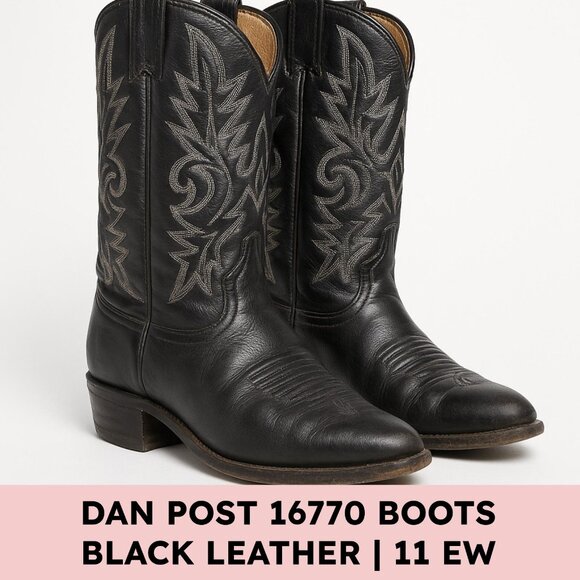 Dan Post Other - Dan Post 16770 Black Leather Cowboy Boots Men’s 11 EW Wide USA Made Vintage 90s